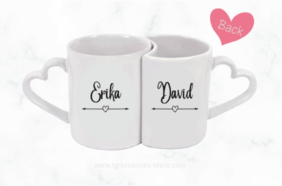 Cute Hearts Design Couple's Heart shaped handle Mugs