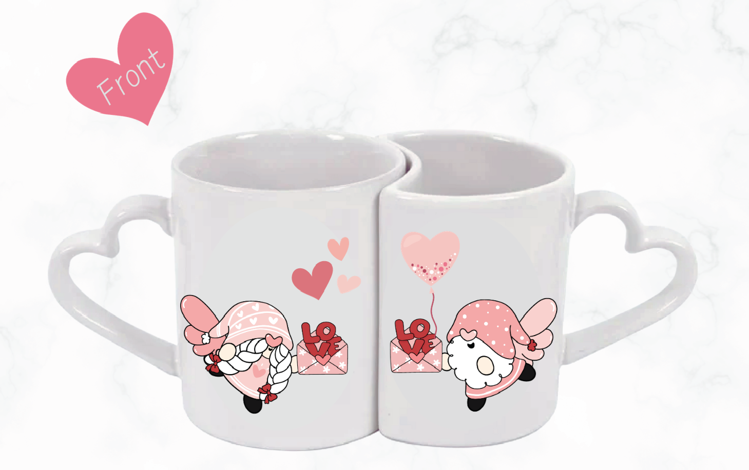 Cute Hearts Design Couple's Heart shaped handle Mugs