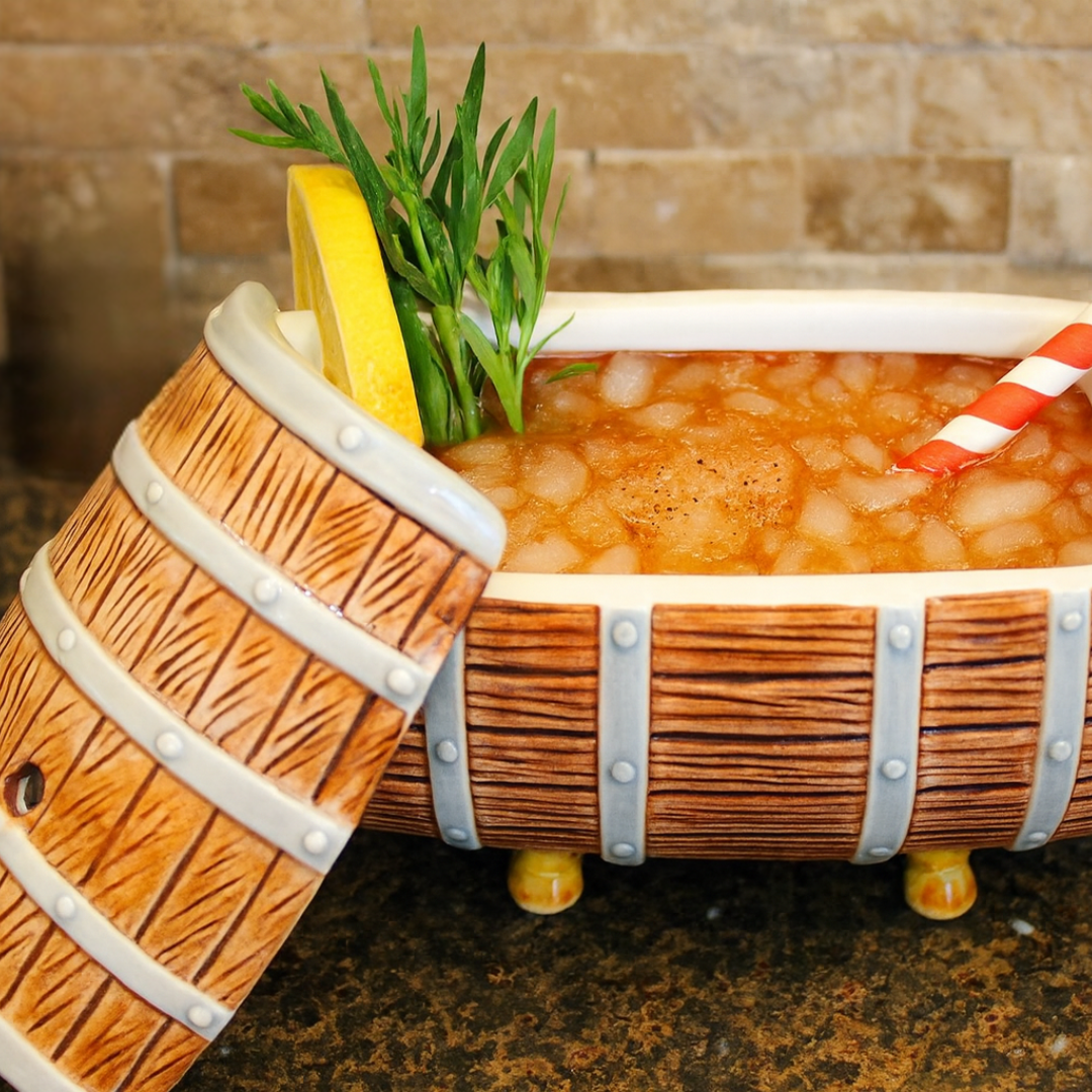 Tiki Drinkware - Barrel W/ Lid - 20 oz.