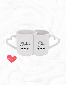 Gnome Hearts Design Couple's Heart shaped handle Mugs