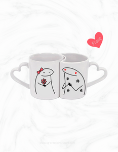 Crazy Love Design Couple's Heart shaped handle Mugs