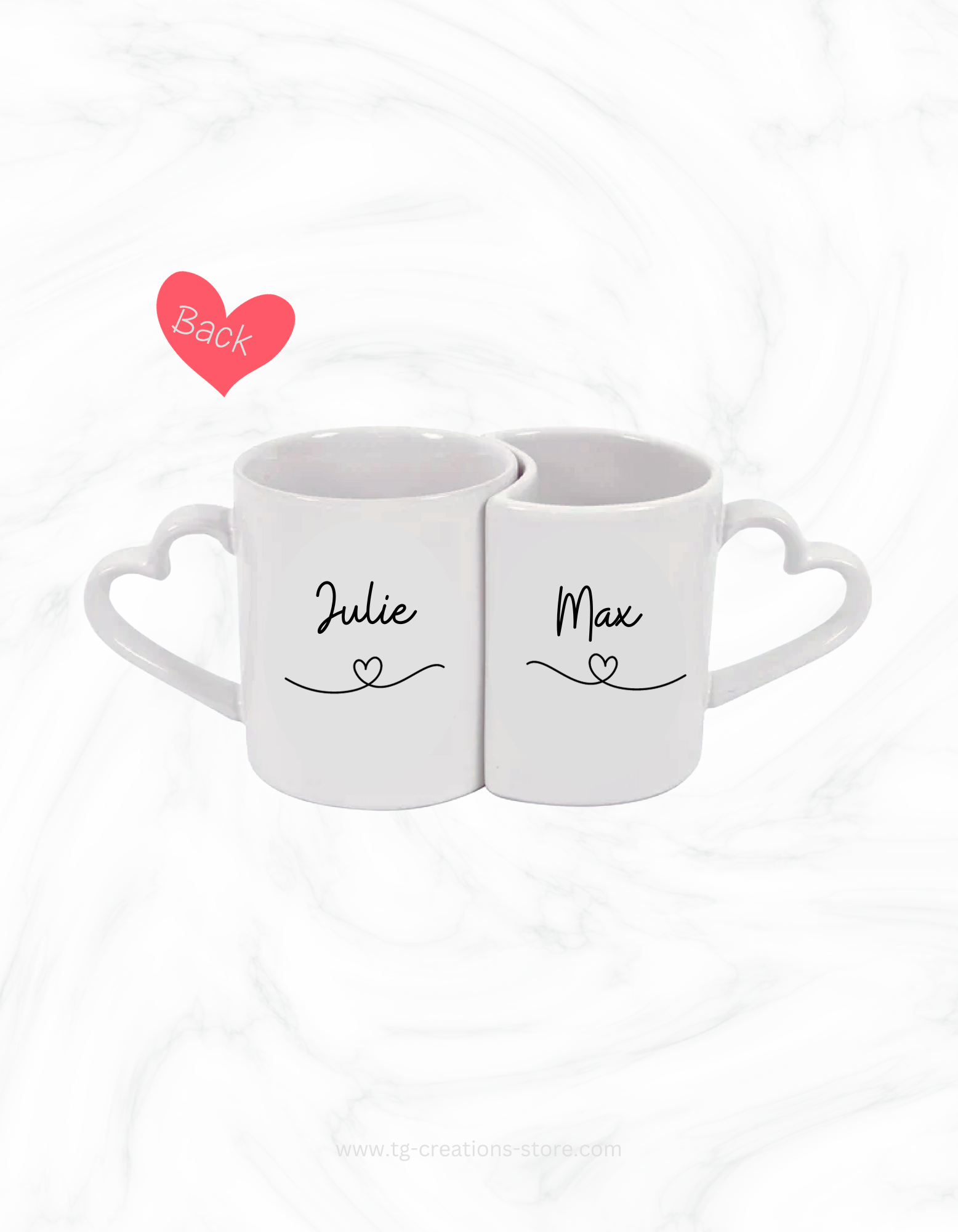 Crazy Love Design Couple's Heart shaped handle Mugs