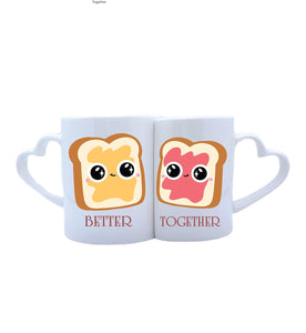 Better Together - Cute Peanut Butter & Jelly Sandwich Design Couple Mugs