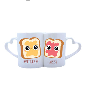 Better Together - Cute Peanut Butter & Jelly Sandwich Design Couple Mugs