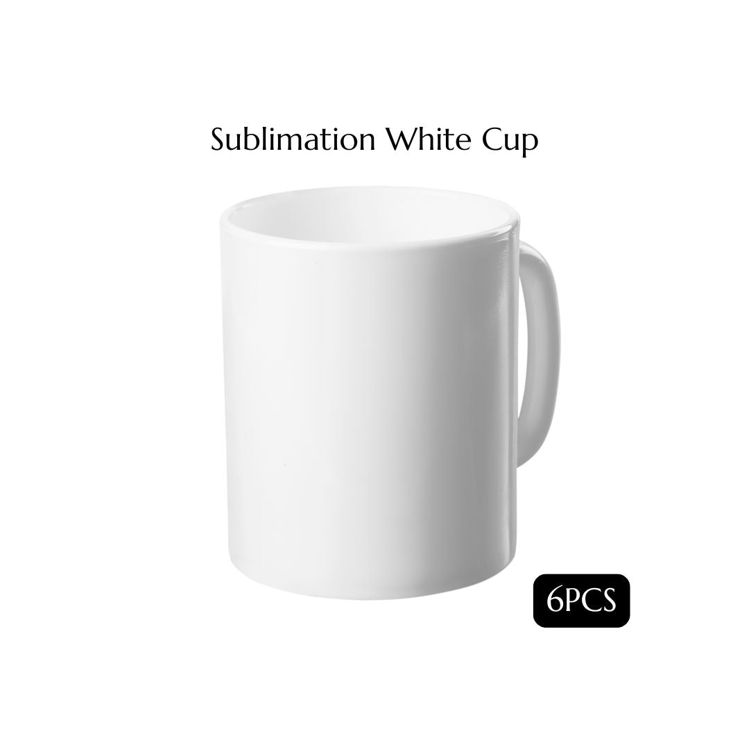 Set of 6 White Ceramic Coffee Mugs – 11 oz Blank Cups for Customization Sublimation