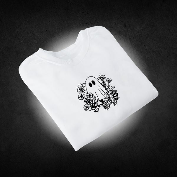 Ghost and Flowers Embroidery Sweatshirt