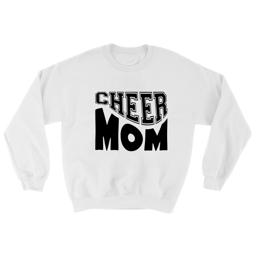 Cheer Mom White Sweatshirt Black Font