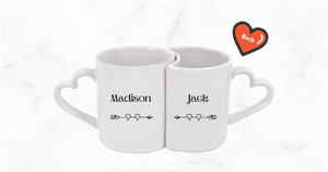 Cute Avocados Design Couple's Heart shaped handle Mugs